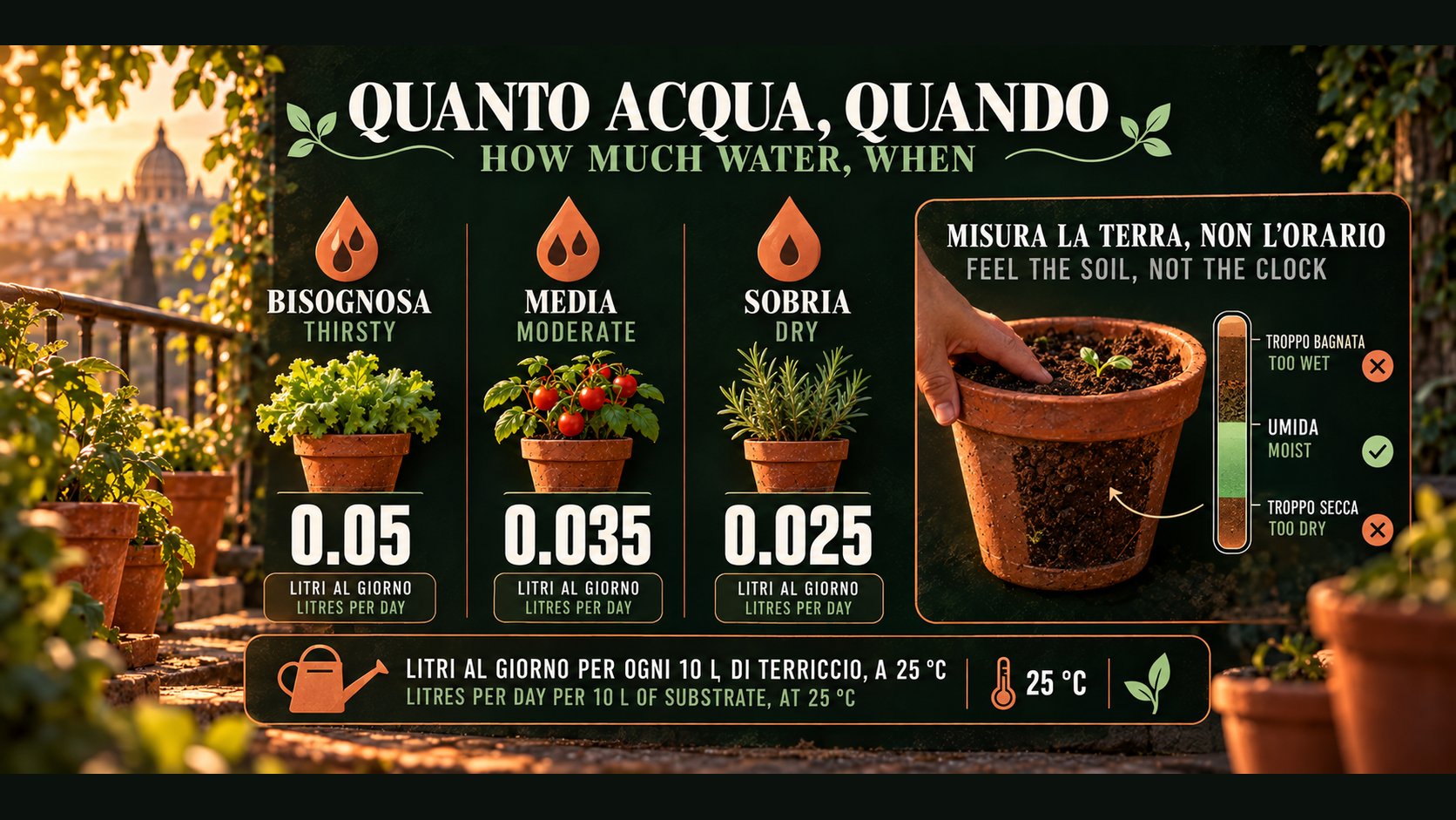 Irrigazione in vaso: quanto e quando