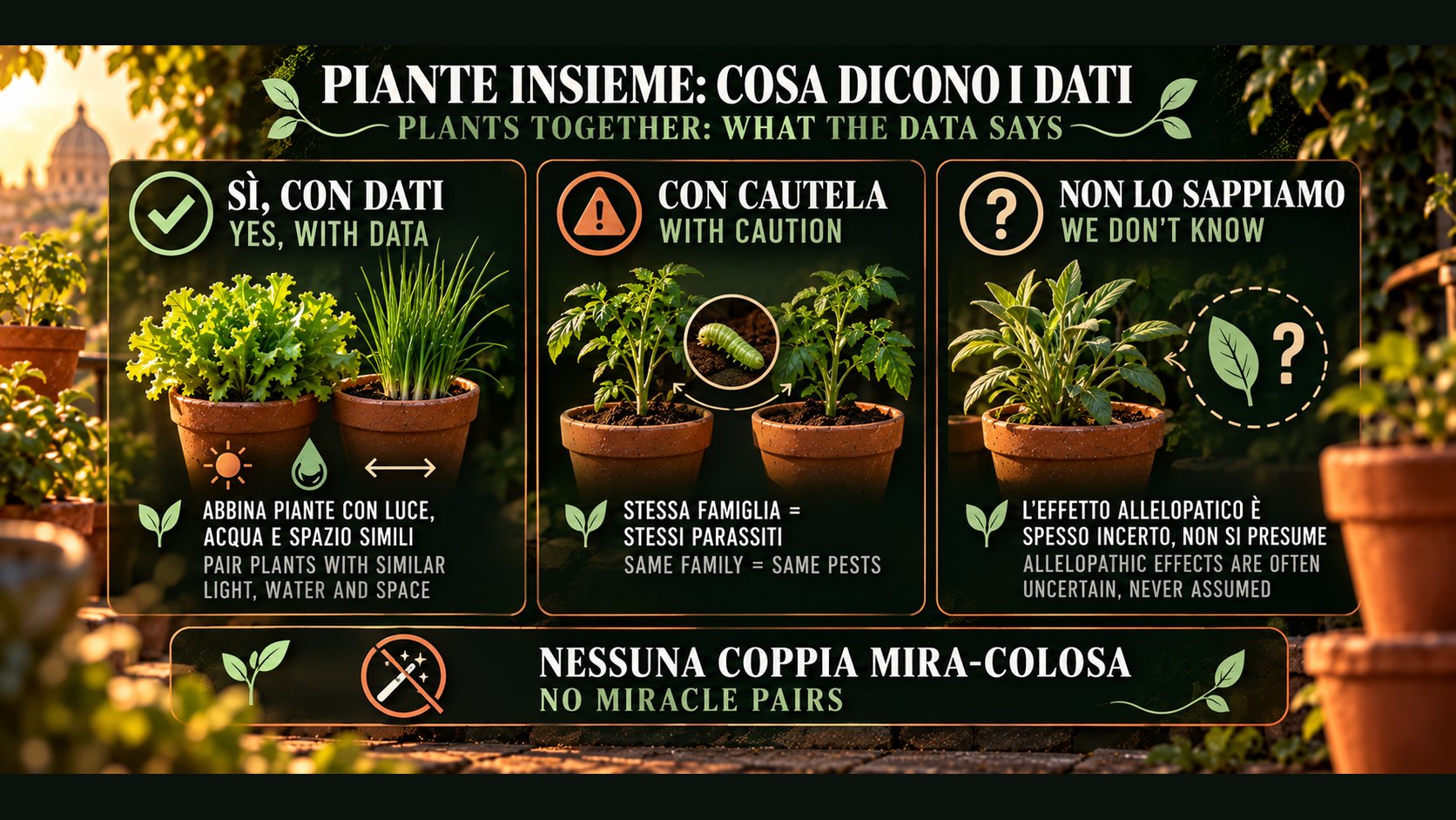 Co-coltivazione in vaso: cosa dicono i dati (senza miracoli)