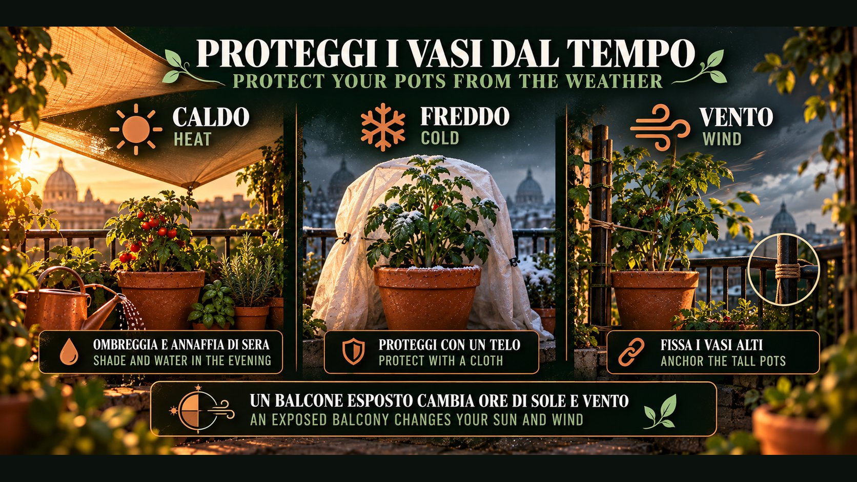 Protezione dal meteo: caldo, freddo e vento