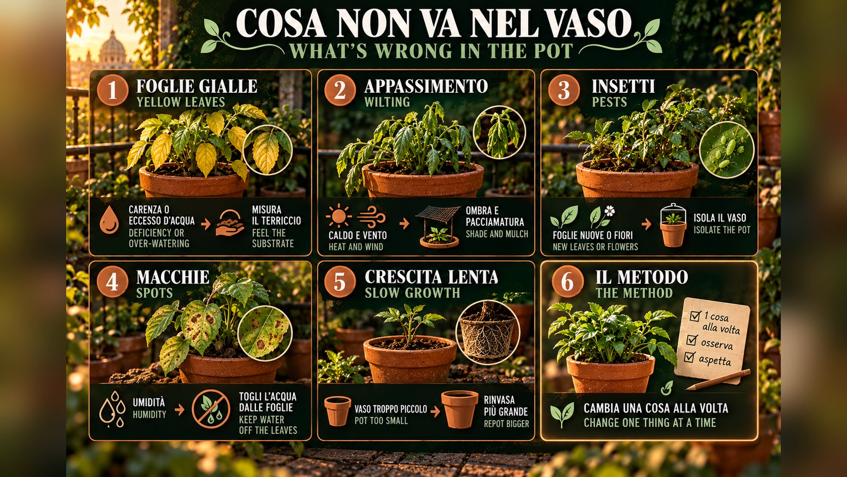 Problemi, parassiti e malattie in vaso: la guida onesta